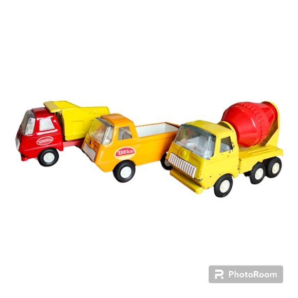 Vintage 1970's Tonka Steel Dump Truck, Open Box Pickup Truck,Cement Mixer - Picture 2 of 16